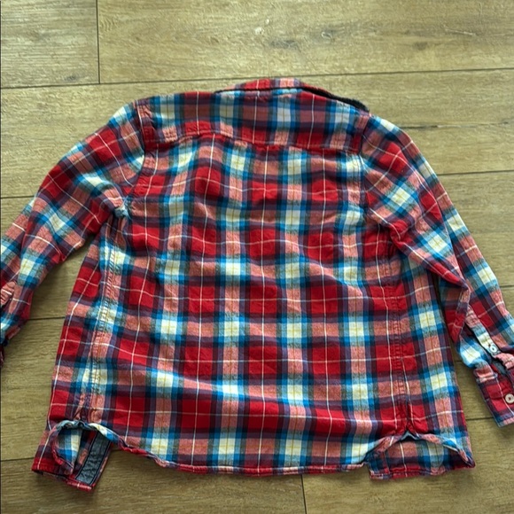 Boden Kids Red and Blue Plaid Flannel Shirt size 9/10 - Picture 4 of 4